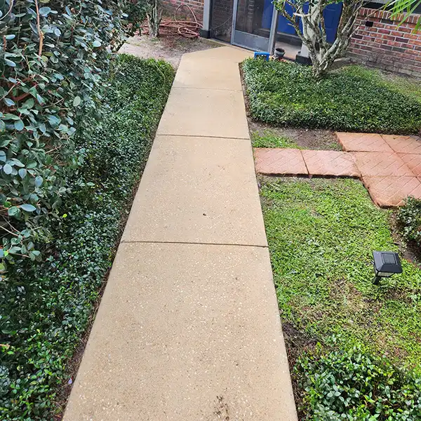 Clean sidewalk and pavers in Palm Bay, FL after Brevard Exterior Washing